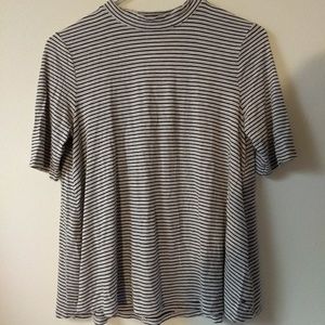 Mock neck striped top